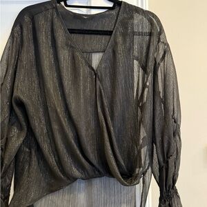 Asymmetrical Gray Long Sleeve Blouse